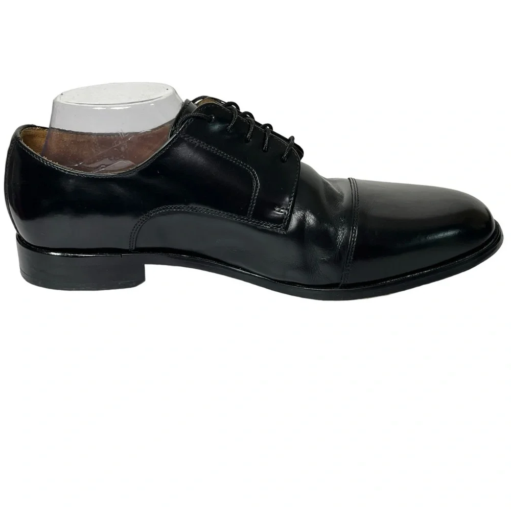 Florsheim Broxton‎ Cap Toe Men's 10.5 D Black Leather Dress Tie Shoes